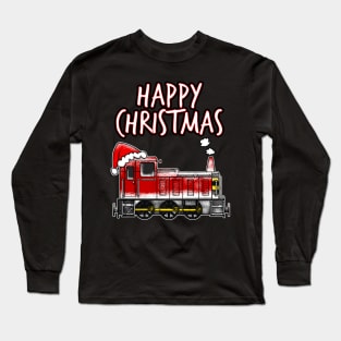 Happy Christmas Train Diesel Locomotive Rail Enthusiasts Long Sleeve T-Shirt